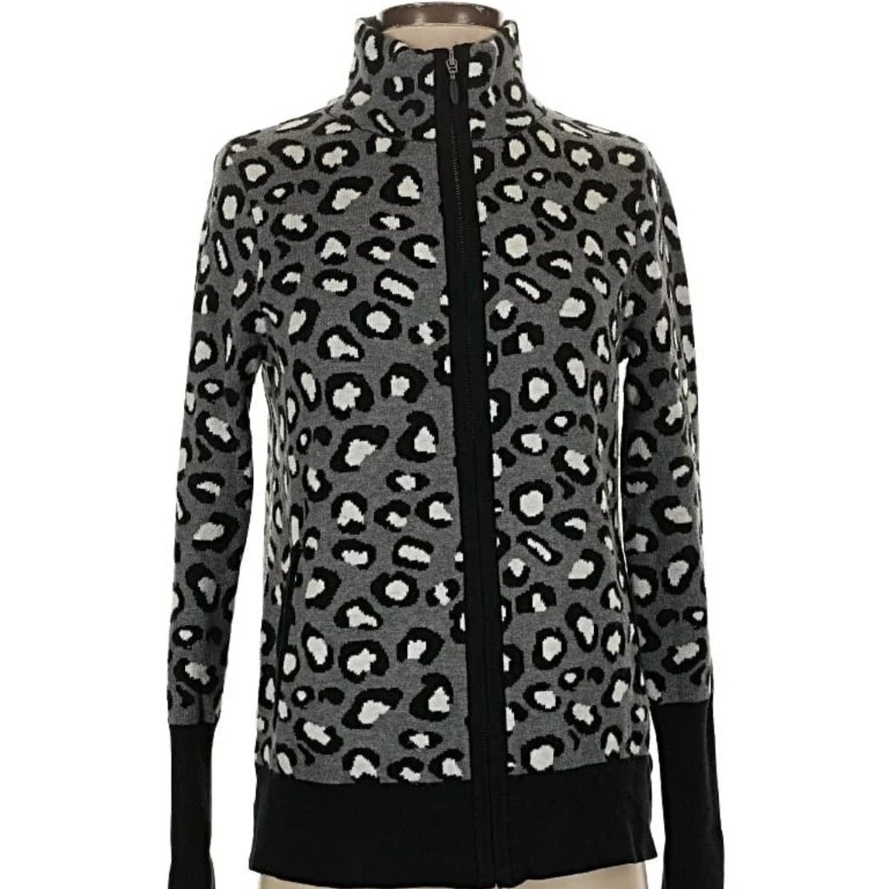 NWOT Rachel Zoe Zip Up animal print sweater, size Medium